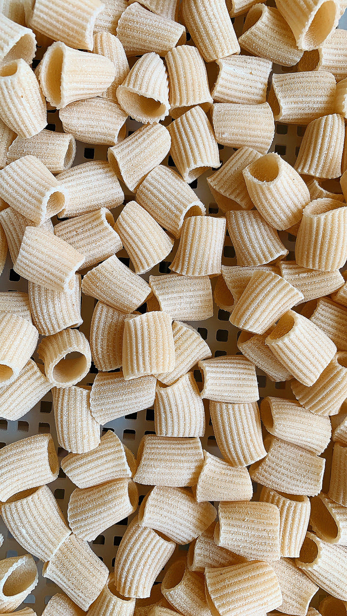 Mezzi Rigatoni Emmer Wheat (Bronze die extruded) Pan India Cacio e Pepe